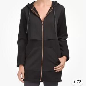 Lime & Vine Brooklyn Hooded Jacket Size S Black Rose Gold Zipper Hoodie Scuba